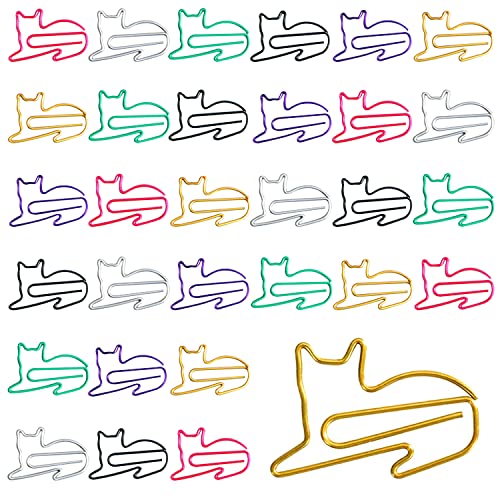 30 Stück Katzen Büroklammern, Niedliche Katze BüRoklammern in Farben, Lustig Kreative Metall Büroklammern für Papiere Schule Bürobedarf Hause Dokument Organisieren(Katze-Motive) von Mmgoqqt