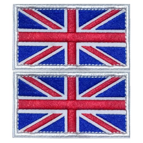 Aufnäher mit britischer Union-Jack-Flagge, 2 Stück, taktische Flagge des Vereinigten Königreichs, Klettverschluss, Applikation für Militäruniform, taktische Tasche, Jacke, Jeans, Hut von Mmgoqqt