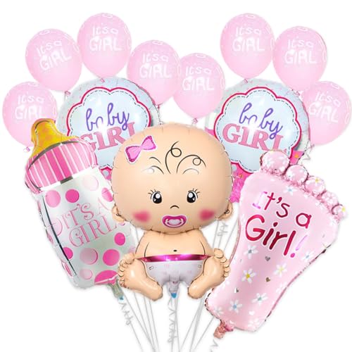 Babyparty Deko Mädchen, Rosa Baby Shower Deko Taufe Mädchen, Neugeborene Folienballoon, Fotorequisiten Masken, Für Baby Party Dekoration Mädchen Baby Shower Deko Mehrweg von Mmgoqqt