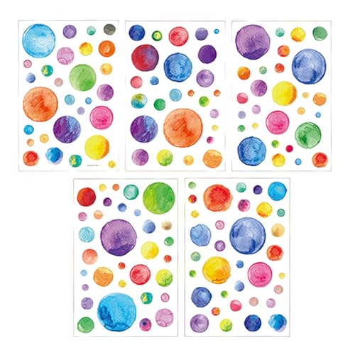 Bunt Punkte Wandtattoo Kinderzimmer, 5 Stück Wandtattoo Tupfen Wandsticker,Aquarell Polka Dots Wandaufkleber,Tupfen Wandsticker, Für Babyzimmer Mädchen Junge Schlafzimmer von Mmgoqqt