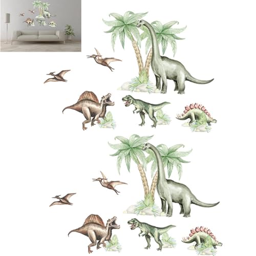 Dinosaurier Wandsticker Wandtattoo, Dinosaurier Groß Wandaufkleber Dschungel Dino Palme Baum Wandsticker Wanddeko FüR Spielzimmer (77 x 54 Cm) von Mmgoqqt