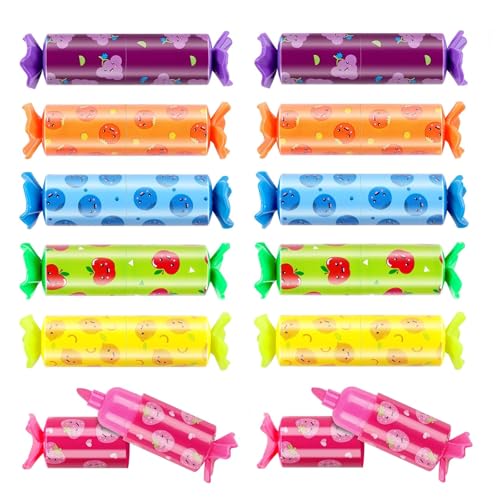 Mmgoqqt 12 Mini Textmarker Bonbon Form, Bonbon Textliner Stifte FüR SchüLer,Lustige Stifte Schreibwaren SüßE Kawaii Highlighter Marker FüR Geschenke Party Geburtstag Schule Mitgebsel-FüLlungen von Mmgoqqt