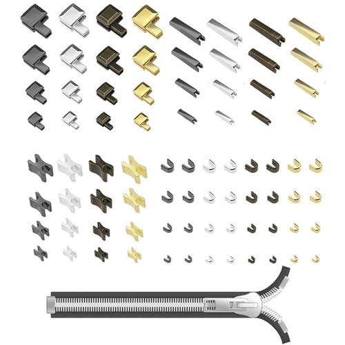 Reißverschluss Reparatur Set, 80 Stück Reissverschluss Reparatur Set, Zinklegierung Ersatz Zipper Schieber Kit, Reißverschluss Reparatur Zipper, Metall Ersatzzipper für Bekleidung, Taschen, Jacke von Mmgoqqt