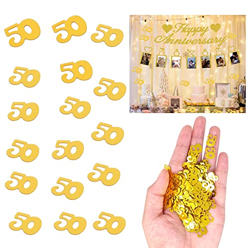 1200 Stück Konfetti 50 Gold Tisch Konfetti 30g Glänzend Tischkonfetti Plastik 50 Geburtstag Konfetti Zahlenkonfetti Hochzeit Streudeko Streuzahlen Tischdeko für Goldhochzeit Feier Jubiläum Deko von Mnixy