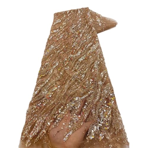 Mnjyihy Afrikanischer französischer Pailletten-Spitzenstoff, nigerianischer bestickter Netzstoff, für Party, Hochzeit, 120 cm, 4,5 m - 9 Mnjyihy Afrikanischer französischer Pailletten-Spitzenstoff, nigerianischer bestickter Netzstoff, für Party, Hochzeit, 120 cm, 4,5 m - 9 von Mnjyihy