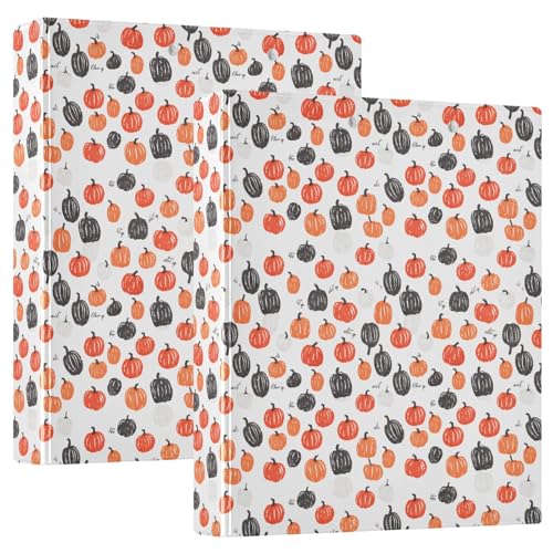 3-D-Ringbuch mit Kürbismuster, A4, 2 Stück mit 200 Blatt, für Kinder, Schulbedarf, Damen, Herren, Büro 3-D-Ringbuch mit Kürbismuster, A4, 2 Stück mit 200 Blatt, für Kinder, Schulbedarf, Damen, Herren, Büro von Mnsruu