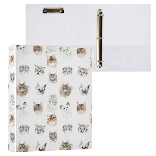 3-D-Ringbuch mit niedlichem Katzenkopf, A4, 1 Packung mit 200 Blatt, für Kinder, Schulbedarf, Damen, Herren, Büro 3-D-Ringbuch mit niedlichem Katzenkopf, A4, 1 Packung mit 200 Blatt, für Kinder, Schulbedarf, Damen, Herren, Büro von Mnsruu