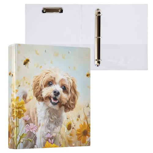 Aktenordner mit 3 Ringen, Cockapoo, Hundebienen, Sonnenblumen, für 200 Blatt, Aktenaufbewahrung für Damen, Herren, Schule, Bürobedarf Aktenordner mit 3 Ringen, Cockapoo, Hundebienen, Sonnenblumen, für 200 Blatt, Aktenaufbewahrung für Damen, Herren, Schule, Bürobedarf von Mnsruu