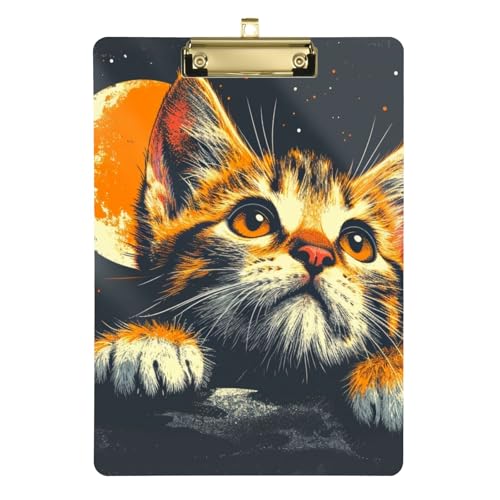 Cat Moon Acryl-Klemmbrett mit Metallclip, Standard-A4-Größe, 31,8 x 22,9 cm, Klemmbretter für Krankenschwestern, Studenten, Lehrer, Frauen, Männer, Klassenzimmer, Büro von Mnsruu