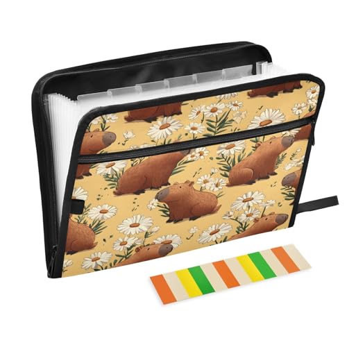 Daisy Brown Capibala Pattern 13 Pocket File Organizer Expanding File Folder with Front Pouch Portable Business File Storage Document Organizer Folder with Zipper Daisy Brown Capibala Pattern 13 Pocket File Organizer Expanding File Folder with Front Pouch Portable Business File Storage Document Organizer Folder with Zipper von Mnsruu