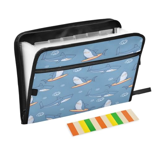 Dokumenten-Organizer mit 13 Fächern, Motiv: Haie, Surfbretter, Fächermappe mit Vordertasche, tragbare Business-Aktenaufbewahrung, Dokumenten-Organizer, Ordner mit Reißverschluss Dokumenten-Organizer mit 13 Fächern, Motiv: Haie, Surfbretter, Fächermappe mit Vordertasche, tragbare Business-Aktenaufbewahrung, Dokumenten-Organizer, Ordner mit Reißverschluss von Mnsruu