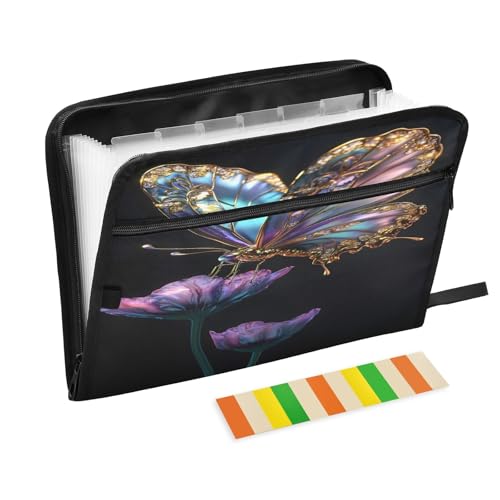 Dokumenten-Organizer mit 3D-Farbverlauf, Schmetterling, Blumen, 13 Fächer, erweiterbarer Aktenordner mit Fronttasche, tragbare Business-Aktenaufbewahrung, Dokumenten-Organizer, Ordner mit Dokumenten-Organizer mit 3D-Farbverlauf, Schmetterling, Blumen, 13 Fächer, erweiterbarer Aktenordner mit Fronttasche, tragbare Business-Aktenaufbewahrung, Dokumenten-Organizer, Ordner mit von Mnsruu