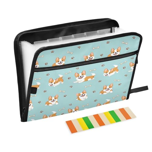 Dokumenten-Organizer mit Hundeknochenmuster, 13 Fächer, Fächermappe mit Vordertasche, tragbare Business-Dateiaufbewahrung, Dokumenten-Organizer, Ordner mit Reißverschluss Dokumenten-Organizer mit Hundeknochenmuster, 13 Fächer, Fächermappe mit Vordertasche, tragbare Business-Dateiaufbewahrung, Dokumenten-Organizer, Ordner mit Reißverschluss von Mnsruu