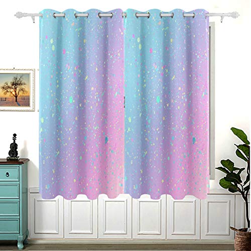 Einhorn-Hintergrund mit Regenbogen-Vorhänge für Schlafzimmer, Wohnzimmer, Verdunkelungsvorhänge mit Ösen, 160 x 140 cm, 2er-Set von Mnsruu