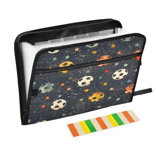 Fächermappe mit 13 Fächern, Vintage-Design, Motiv: Fußballsterne, Fächermappe mit Vordertasche, tragbar, Business-Aktenaufbewahrung, Dokumenten-Organizer, Ordner mit Reißverschluss Fächermappe mit 13 Fächern, Vintage-Design, Motiv: Fußballsterne, Fächermappe mit Vordertasche, tragbar, Business-Aktenaufbewahrung, Dokumenten-Organizer, Ordner mit Reißverschluss von Mnsruu