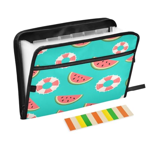 Fächermappe mit 13 Fächern, Wassermelonen-Schwimmring-Muster, Fächermappe mit Vordertasche, tragbare Business-Aktenaufbewahrung, Dokumenten-Organizer, Ordner mit Reißverschluss Fächermappe mit 13 Fächern, Wassermelonen-Schwimmring-Muster, Fächermappe mit Vordertasche, tragbare Business-Aktenaufbewahrung, Dokumenten-Organizer, Ordner mit Reißverschluss von Mnsruu