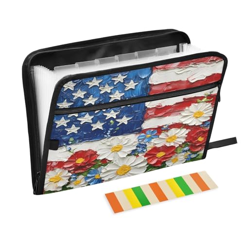 Fächermappe mit amerikanischer Flagge, 13 Fächer, Fächermappe mit Fronttasche, tragbare Business-Aktenaufbewahrung, Dokumenten-Organizer, Ordner mit Reißverschluss Fächermappe mit amerikanischer Flagge, 13 Fächer, Fächermappe mit Fronttasche, tragbare Business-Aktenaufbewahrung, Dokumenten-Organizer, Ordner mit Reißverschluss von Mnsruu
