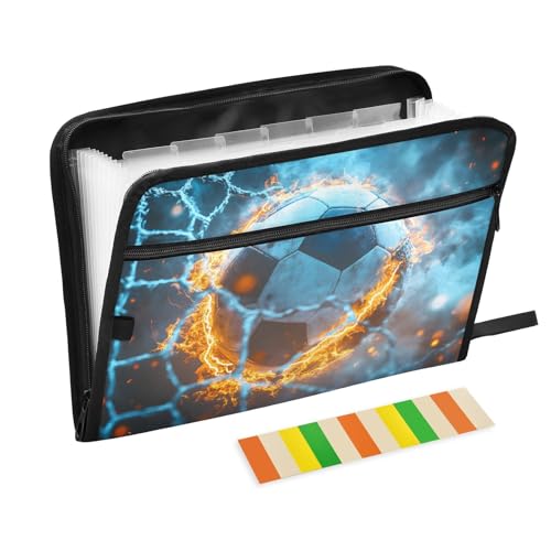 Football Net Fire Fächermappe mit 13 Fächern, Fächermappe mit Fronttasche, tragbare Business-Aktenaufbewahrung, Dokumenten-Organizer, Ordner mit Reißverschluss Football Net Fire Fächermappe mit 13 Fächern, Fächermappe mit Fronttasche, tragbare Business-Aktenaufbewahrung, Dokumenten-Organizer, Ordner mit Reißverschluss von Mnsruu