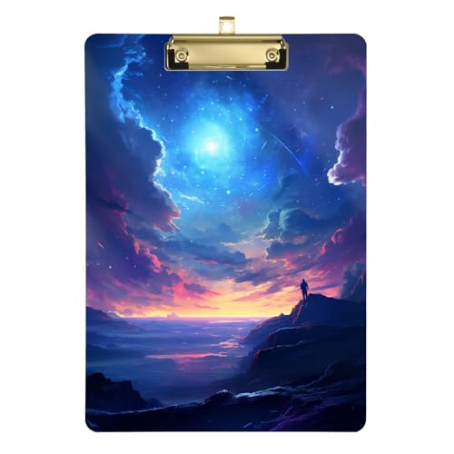 Galaxy Moon Sky Acryl-Klemmbrett mit Metallclip, Standard-A4-Größe, 31,8 x 22,9 cm, Klemmbretter für Krankenschwestern, Studenten, Lehrer, Frauen, Männer, Klassenzimmer, Büro von Mnsruu