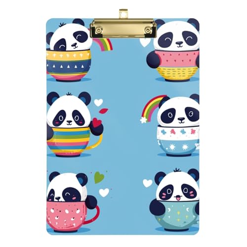 Kleines Panda-Acryl-Klemmbrett mit Metallclip, Standard-A4-Größe, 31,8 x 22,9 cm, Klemmbretter für Krankenschwestern, Studenten, Lehrer, Frauen, Männer, Klassenzimmer, Büro von Mnsruu