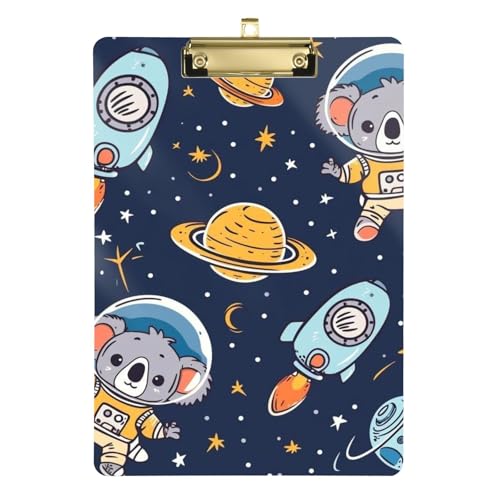 Koala Astronauts Acryl-Klemmbrett mit Metallclip, Standard-A4-Größe, 31,8 x 22,9 cm, Klemmbretter für Krankenschwestern, Studenten, Lehrer, Frauen, Männer, Klassenzimmer, Büro von Mnsruu