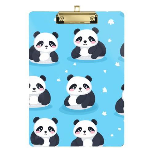 Lazy Pandas blaues Acryl-Klemmbrett mit Metallclip, Standard-A4-Größe, 31,8 x 22,9 cm, Klemmbretter für Krankenschwestern, Studenten, Lehrer, Frauen, Männer, Klassenzimmer, Büro von Mnsruu