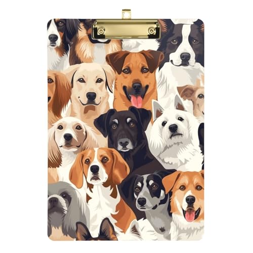 Lovely Dogs Acryl-Klemmbrett mit Metallclip, Standard-A4-Größe, 31,8 x 22,9 cm, Klemmbretter für Krankenschwestern, Studenten, Lehrer, Frauen, Männer, Klassenzimmer, Büro von Mnsruu