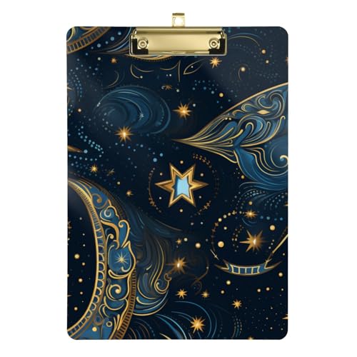 Magic Stars Moon Acryl-Klemmbrett mit Metallclip, Standard-A4-Größe, 31,8 x 22,9 cm, Klemmbretter für Krankenschwestern, Studenten, Lehrer, Frauen, Männer, Klassenzimmer, Büro von Mnsruu