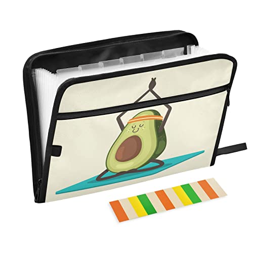 Mnsruu Erweiterbare Fächermappe Yoga Avocado Fächermappe für Schule Büro Zuhause 13 Taschen Akkordeon Aktenordner von Mnsruu