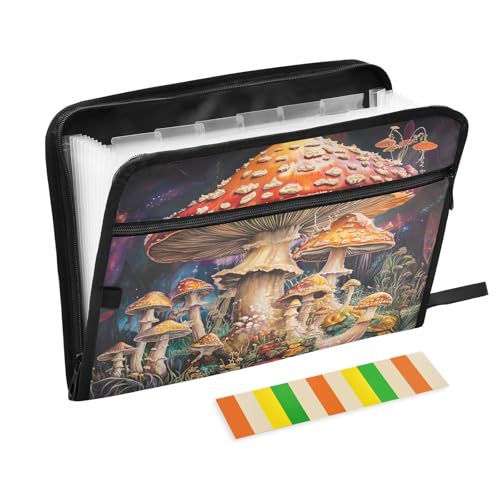 Mushroom Fächermappe mit 13 Fächern, Fächermappe mit Vordertasche, tragbar, Business-Aktenaufbewahrung, Dokumenten-Organizer, Ordner mit Reißverschluss Mushroom Fächermappe mit 13 Fächern, Fächermappe mit Vordertasche, tragbar, Business-Aktenaufbewahrung, Dokumenten-Organizer, Ordner mit Reißverschluss von Mnsruu