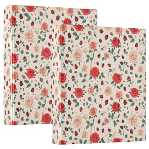 Niedliche Marienkäfer, rote Rosen, 3 D-Ringbuch, A4, 2 Stück mit 200 Blatt, für Kinder, Schulbedarf, Damen, Herren, Büro Niedliche Marienkäfer, rote Rosen, 3 D-Ringbuch, A4, 2 Stück mit 200 Blatt, für Kinder, Schulbedarf, Damen, Herren, Büro von Mnsruu