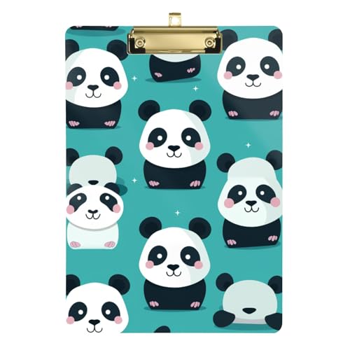 Niedliches Pandas grünes Acryl-Klemmbrett mit Metallclip, Standard-A4-Größe, 31,8 x 22,9 cm, Klemmbretter für Krankenschwestern, Studenten, Lehrer, Frauen, Männer, Klassenzimmer, Büro von Mnsruu