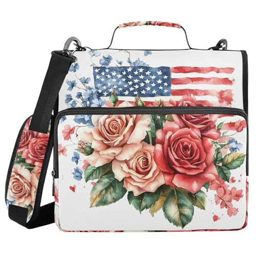 Ordner mit 3 Ringen, Reißverschluss, mit Schultergurt, Rosen, Schleierkraut, Flagge, Fächermappe, Ordner, Aufbewahrung, mehrere Taschen Ordner mit 3 Ringen, Reißverschluss, mit Schultergurt, Rosen, Schleierkraut, Flagge, Fächermappe, Ordner, Aufbewahrung, mehrere Taschen von Mnsruu