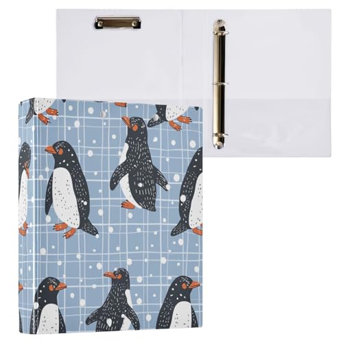 Penguins karierte blaue 3-Ringbücher mit Klemmbrett, Aktenordner für Büro, Schule, mit Tasche von Mnsruu