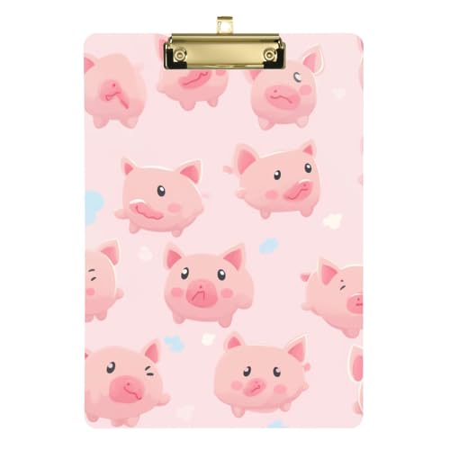 Pink Pigs Acryl-Klemmbrett mit Metallclip, Standard-A4-Größe, 31,8 x 22,9 cm, Klemmbretter für Krankenschwestern, Studenten, Lehrer, Frauen, Männer, Klassenzimmer, Büro von Mnsruu