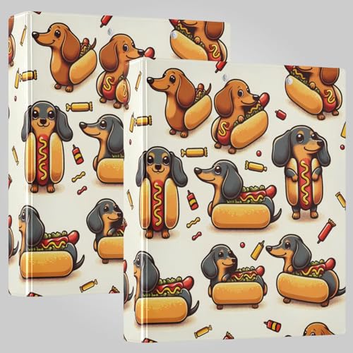 Ringbuch mit 3 Ringen, Dackel-Hund in Form eines Hot-Dog-Ringbuchs, 3,8 cm, 200 Blatt, A4-Papierbinder-Organizer für Zuhause, Schule, Büro, 2 Stück von Mnsruu