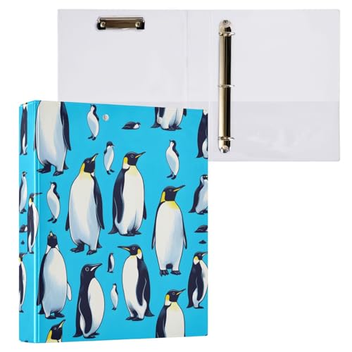 Ringbuch mit 3 Ringen, Pinguine, hellblau, rund, 3,8 cm, 200 Blatt, A4-Papierbinder-Organizer für Zuhause, Schule, Büro, 1 Stück von Mnsruu