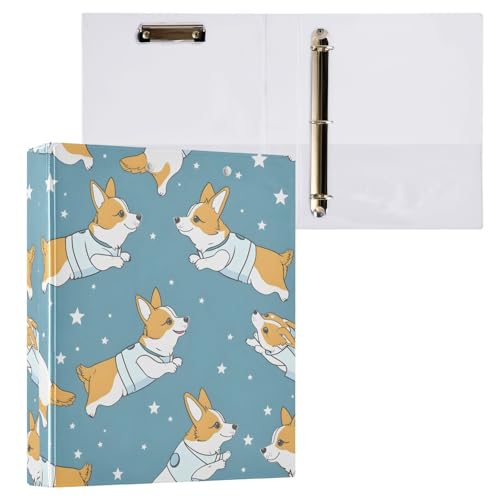 Ringbuch mit 3 Ringen, Welsh Cute Dogs Hund, rund, 3,8 cm Sichtbinder, 200 Blatt, A4-Papierbinder-Organizer für Zuhause, Schule, Büro, 1 Stück von Mnsruu