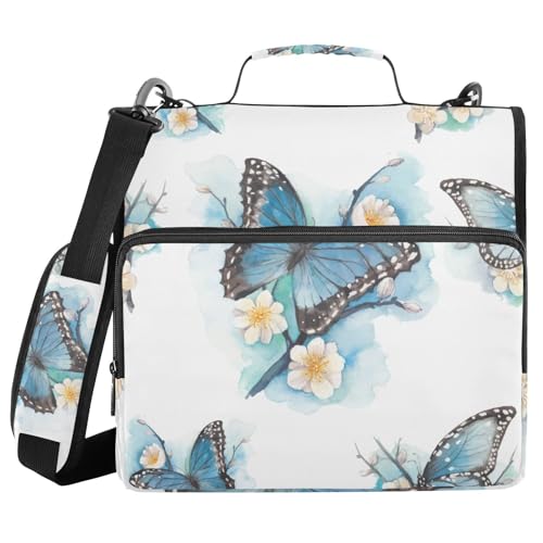 Ringbuch mit 3 Ringen, mit Reißverschluss, Blau, Schmetterlingsblüten, Pflaumenbaum, 3,8 cm Ringbuch-Organizer mit Schultergurt, passend für 33-Zoll-Laptops und 500 Blatt Ringbuch mit 3 Ringen, mit Reißverschluss, Blau, Schmetterlingsblüten, Pflaumenbaum, 3,8 cm Ringbuch-Organizer mit Schultergurt, passend für 33-Zoll-Laptops und 500 Blatt von Mnsruu
