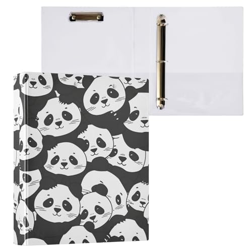 Ringbuch mit 3 Ringen, niedlicher kleiner Panda, rund, 3,8 cm, 200 Blatt, A4-Papierbinder-Organizer für Zuhause, Schule, Büro, 1 Stück von Mnsruu