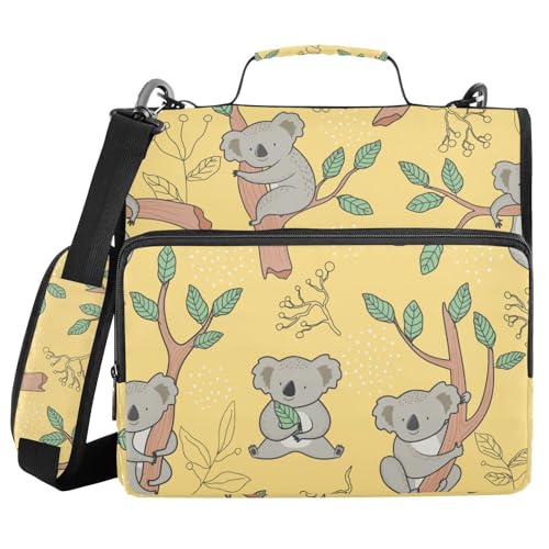 Ringbuch mit 3 Ringen und Reißverschluss, niedliches Koala-Gelb, 3,8 cm Ringbuch-Organizer-Tasche mit Schultergurt, passend für 13-Zoll-Laptops und 500 Blatt Ringbuch mit 3 Ringen und Reißverschluss, niedliches Koala-Gelb, 3,8 cm Ringbuch-Organizer-Tasche mit Schultergurt, passend für 13-Zoll-Laptops und 500 Blatt von Mnsruu
