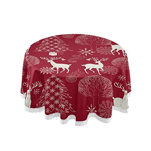 Runde Tischdecke mit Weihnachtsbaum-Motiv, waschbar, Polyester, 152 cm, für Küche, Esszimmer, Hochzeit, Party, Heimdekoration von Mnsruu