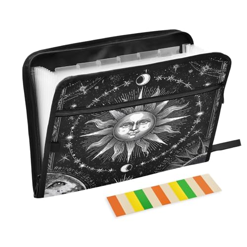 Sun Face Star Fächermappe mit 13 Fächern, Fächermappe mit Vordertasche, tragbare Business-Aktenaufbewahrung, Dokumenten-Organizer, Ordner mit Reißverschluss Sun Face Star Fächermappe mit 13 Fächern, Fächermappe mit Vordertasche, tragbare Business-Aktenaufbewahrung, Dokumenten-Organizer, Ordner mit Reißverschluss von Mnsruu