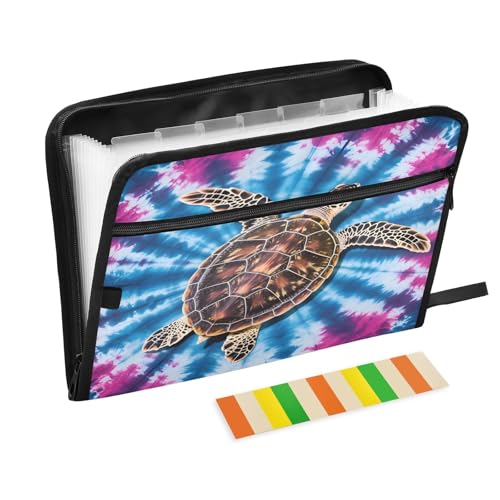 Turtle Tie Dye Turtle Aktenordner mit 13 Fächern, Fächermappe mit Vordertasche, tragbare Business-Aktenaufbewahrung, Dokumenten-Organizer, Ordner mit Reißverschluss Turtle Tie Dye Turtle Aktenordner mit 13 Fächern, Fächermappe mit Vordertasche, tragbare Business-Aktenaufbewahrung, Dokumenten-Organizer, Ordner mit Reißverschluss von Mnsruu
