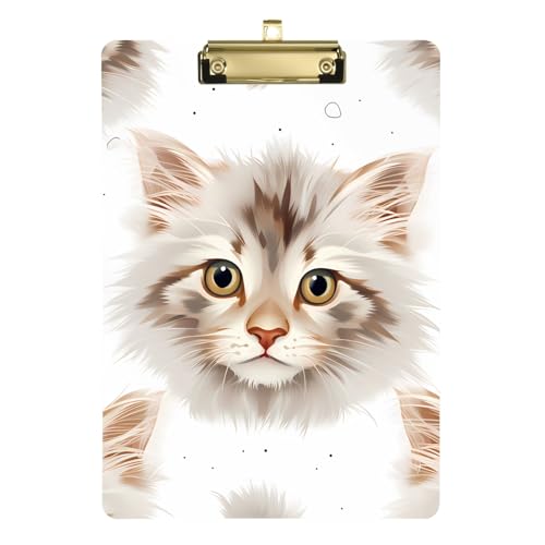 Weiße niedliche Katzen Acryl-Klemmbrett mit Metallclip, Standard-A4-Größe, 31,8 x 22,9 cm, Klemmbretter für Krankenschwestern, Studenten, Lehrer, Frauen, Männer, Klassenzimmer, Büro von Mnsruu