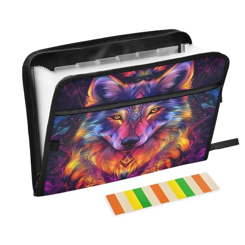 Wolf Fächermappe mit 13 Fächern, Fächermappe mit Vordertasche, tragbar, Business-Aktenaufbewahrung, Dokumenten-Organizer, Ordner mit Reißverschluss Wolf Fächermappe mit 13 Fächern, Fächermappe mit Vordertasche, tragbar, Business-Aktenaufbewahrung, Dokumenten-Organizer, Ordner mit Reißverschluss von Mnsruu