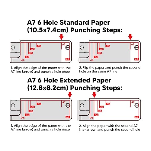 MoAzgeoki Handlocher für lose Blätter, 3-Loch-Locher für B5, A5, A6, A7, A4-Papier, 5 Blatt, 70 g Kapazität, weiß von MoAzgeoki