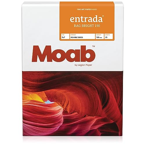 Entrada Rag Bright 190gsm Paper 5 x 7 , 25 Sheets by Moab von Moab