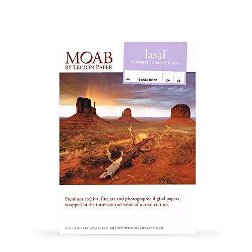 Moab Lasal Exhibition Luster 300, A4, 50 Blatt, Drucker-Fotopapier, 300 g/m2, ideal für Galerie- und Ausstellungsdrucke von Moab