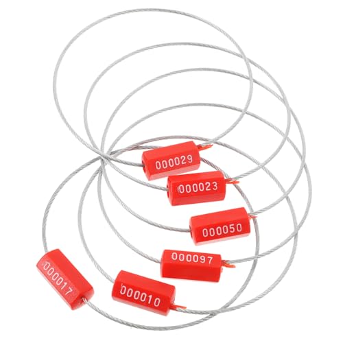 Mobestech 100st Kabeldichtungen Manipulationssicherer Schlüsselanhänger Kabel-draht-dichtungen Behältersiegel Anhänger Mit Verschlussband Krawatten Mit Metallanhänger Lkw-dichtungen Abs Rot von Mobestech